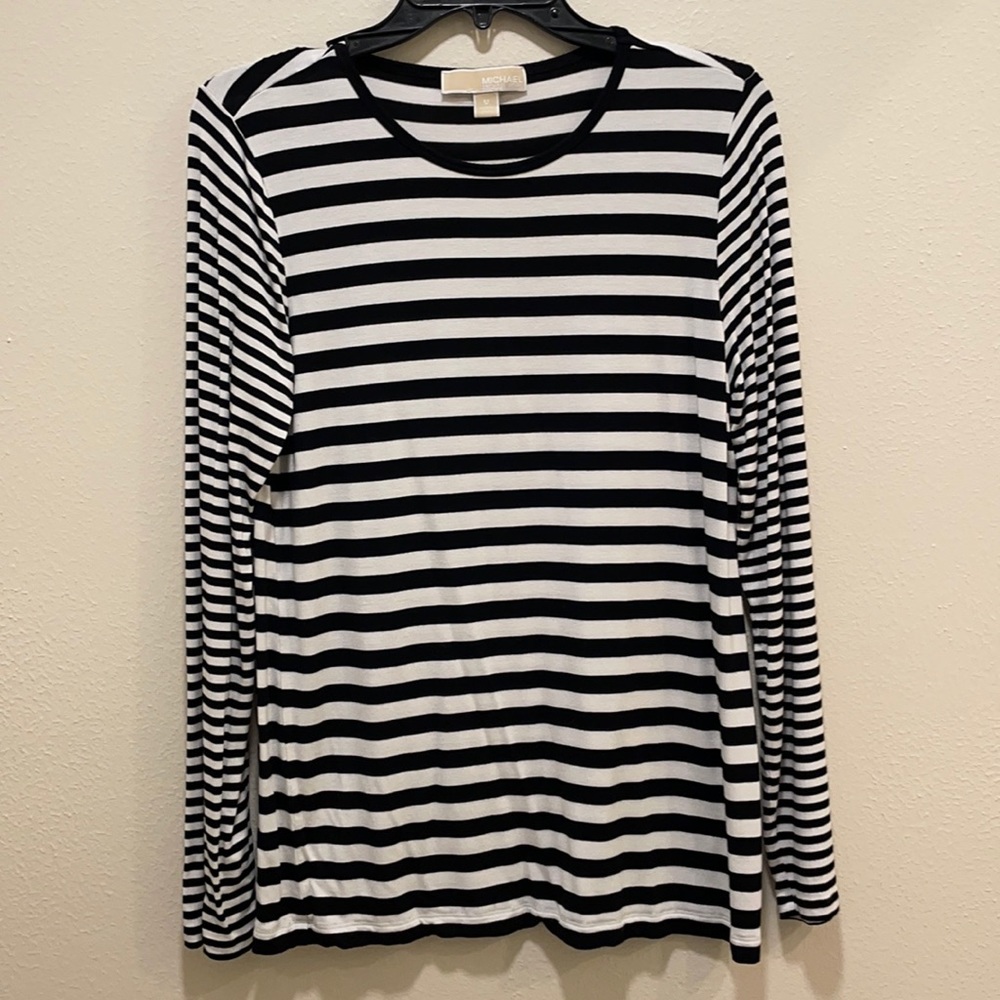 Michael Kors black and white striped long sleeve